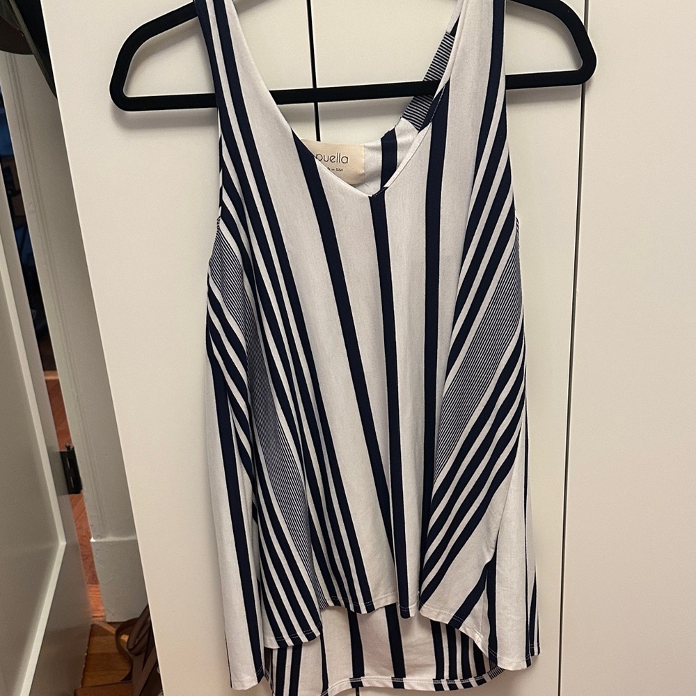 Striped Navy and White Tank Top